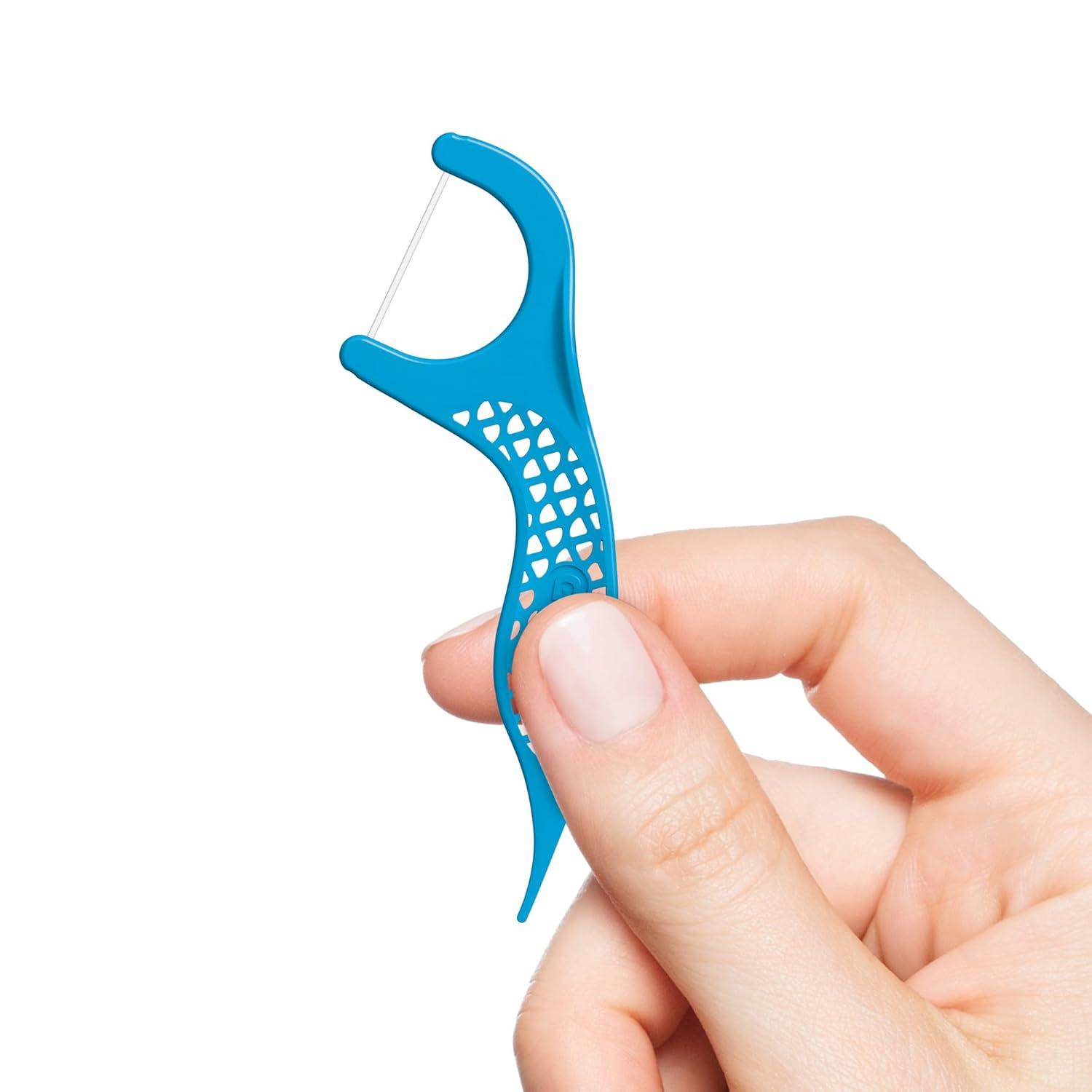 image:imageGUM Advanced Care Floss Picks Dental Flossers for Adults with Vitamin E and Fluoride Extra Strong ShredResistant Dental Floss Easy Grip Handle Fresh Mint Flavor 90 ct