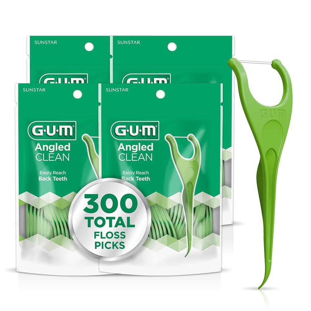 image:imageGUM Angled Floss Picks Perfect for Tight Teeth Extra Strong ShredResistant Dental Floss Angled for Easy Reach Dental Flossers for Adults Fresh Mint Flavor 75 Count75 Count