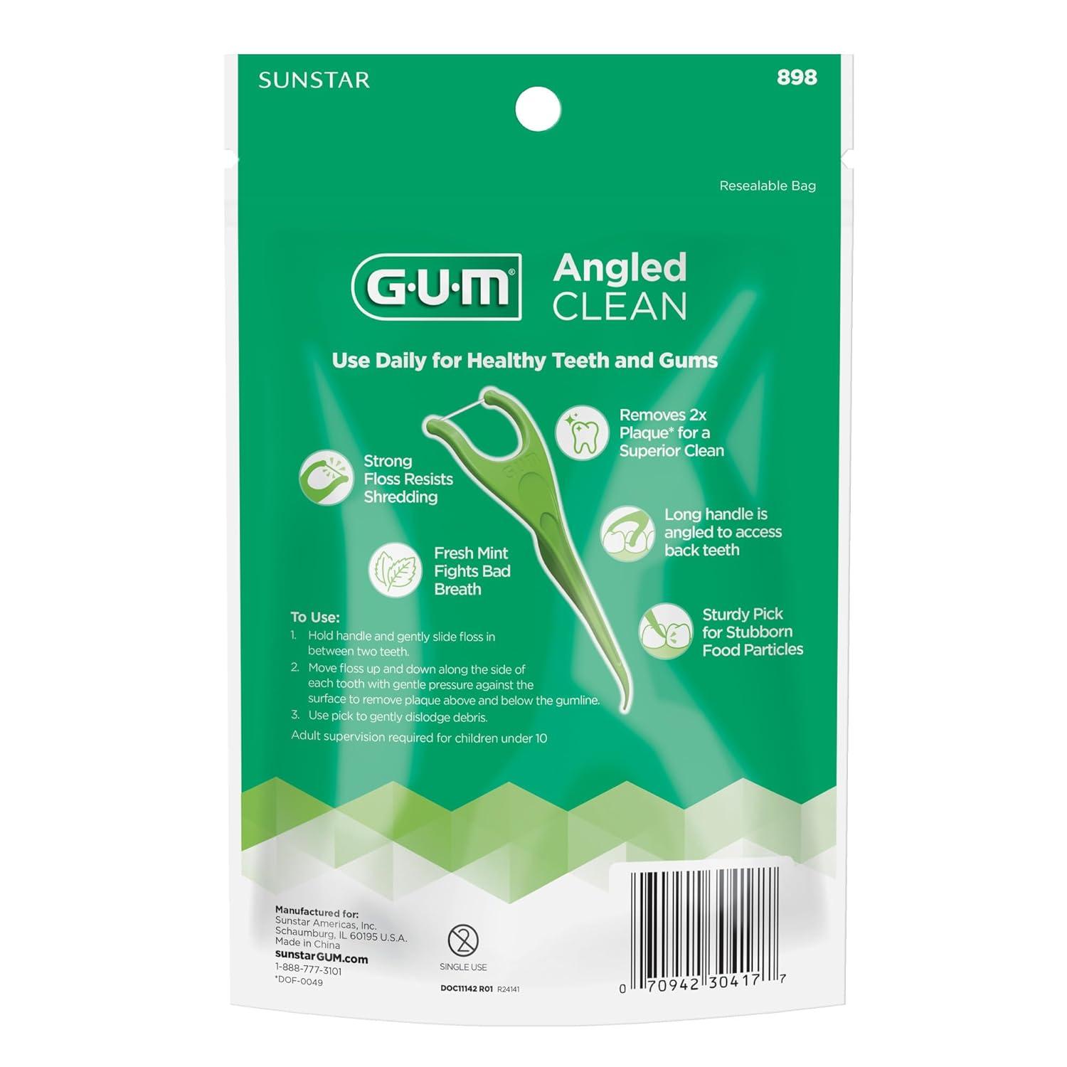 image:imageGUM Angled Floss Picks Perfect for Tight Teeth Extra Strong ShredResistant Dental Floss Angled for Easy Reach Dental Flossers for Adults Fresh Mint Flavor 75 Count75 Count