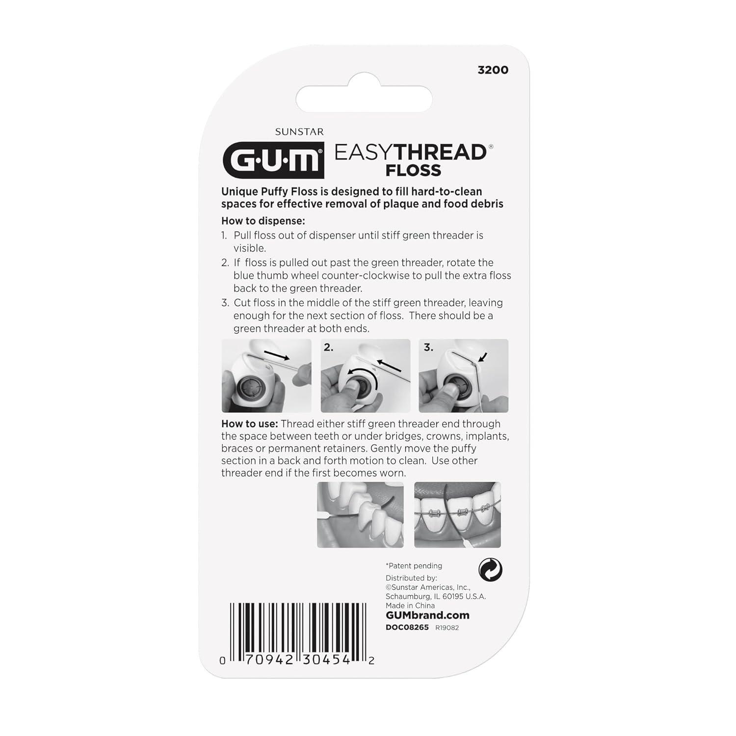 image:imageGUM EasyThread Threader Floss Expanding Dental Floss for Braces Bridges and Implants Built in Rigid Floss Threaders 50 Uses50 Count Pack of 3