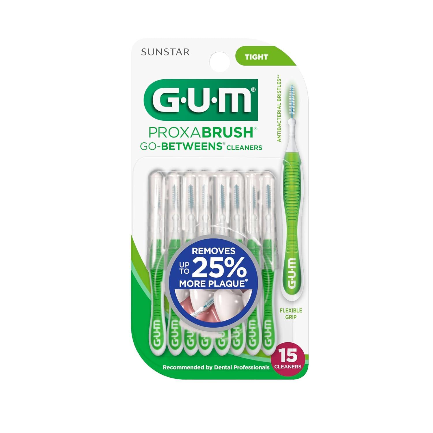 image:imageGUM Proxabrush GoBetweens Tight Interdental Brushes Soft Bristled Dental Picks for Plaque Removal Health Safe for Braces amp Dental Devices 10ct Pack of 615 Count Pack of 1