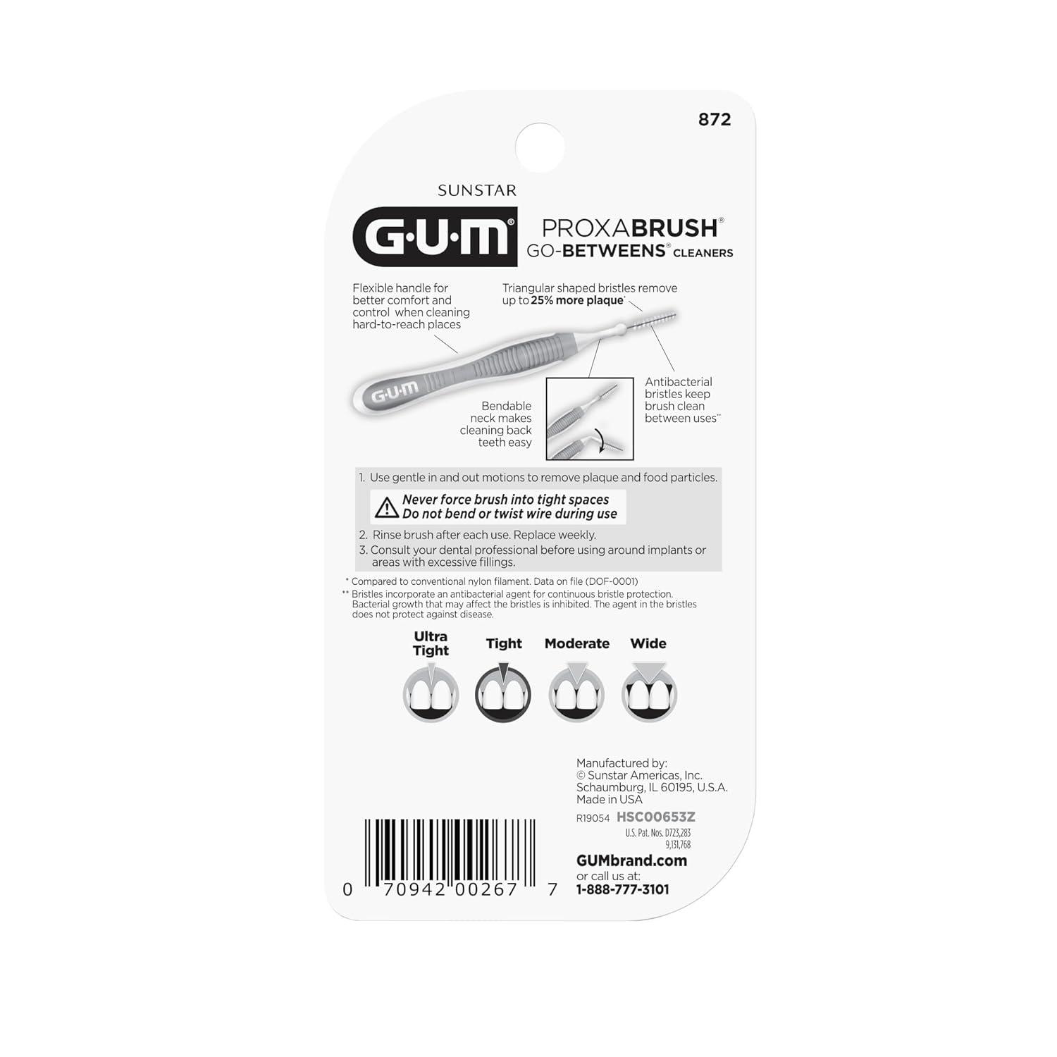 image:imageGUM Proxabrush GoBetweens Tight Interdental Brushes Soft Bristled Dental Picks for Plaque Removal Health Safe for Braces amp Dental Devices 10ct Pack of 615 Count Pack of 1