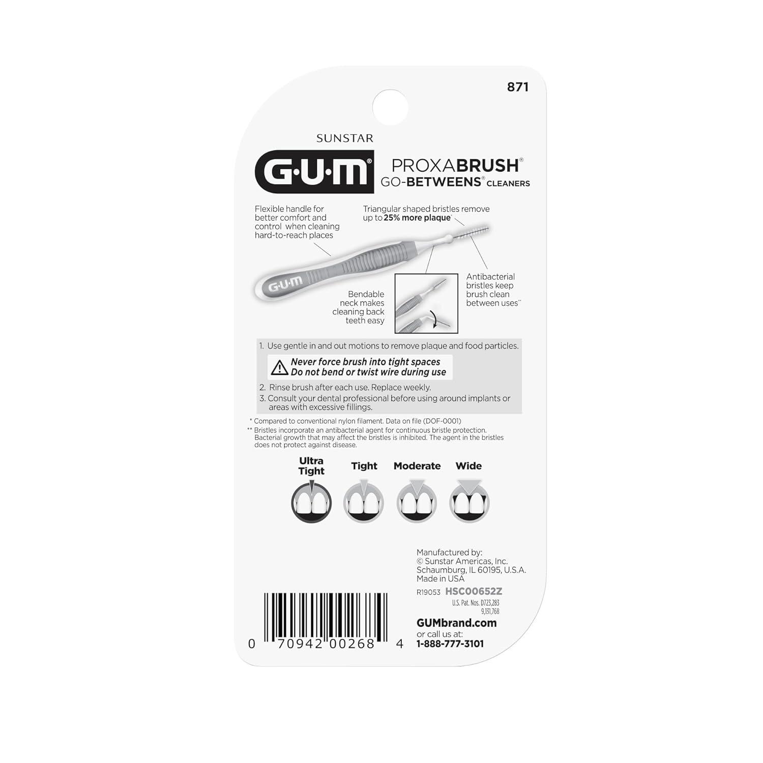image:imageGUM Proxabrush GoBetweens Ultra Tight Interdental Brushes Soft Bristled Dental Picks for Plaque Removal Health Safe for Braces amp Dental Devices 10 Count Pack of 415 Count Pack of 1