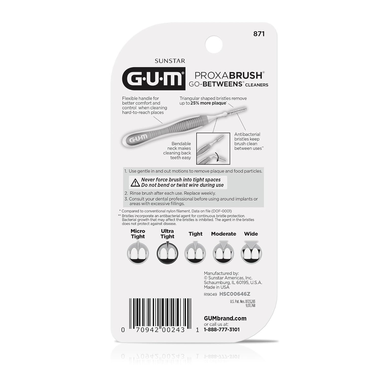 image:imageGUM Proxabrush GoBetweens Ultra Tight Interdental Brushes Soft Bristled Dental Picks for Plaque Removal Health Safe for Braces amp Dental Devices 10 Count Pack of 410 Count Pack of 4