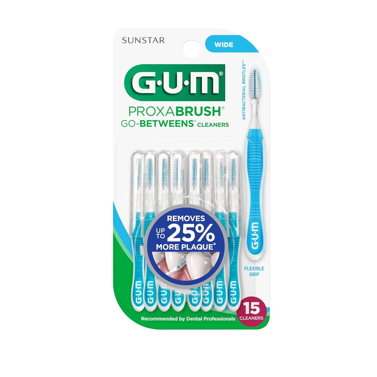 image:imageGUM Proxabrush GoBetweens Wide Interdental Brushes Soft Bristled Dental Picks for Plaque Removal Health Safe for Braces amp Dental Devices 10 Count Pack of 6Blue