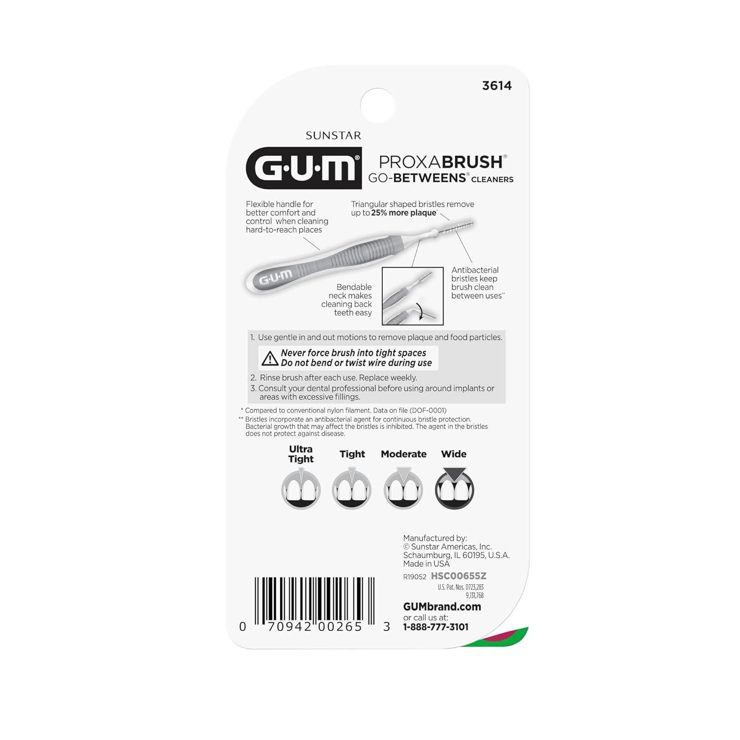 image:imageGUM Proxabrush GoBetweens Wide Interdental Brushes Soft Bristled Dental Picks for Plaque Removal Health Safe for Braces amp Dental Devices 10 Count Pack of 6Blue