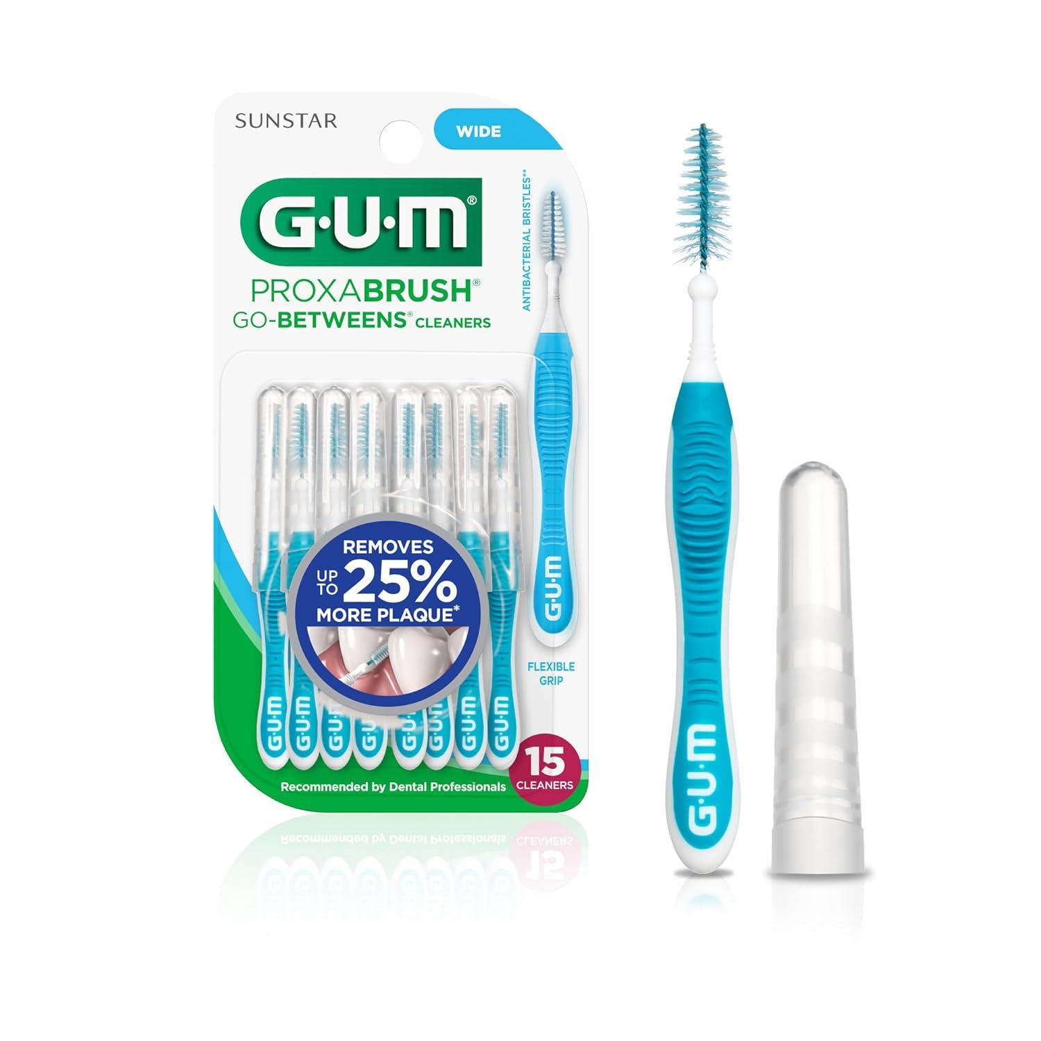 image:imageGUM Proxabrush GoBetweens Wide Interdental Brushes Soft Bristled Dental Picks for Plaque Removal Health Safe for Braces amp Dental Devices 10 Count Pack of 6Blue