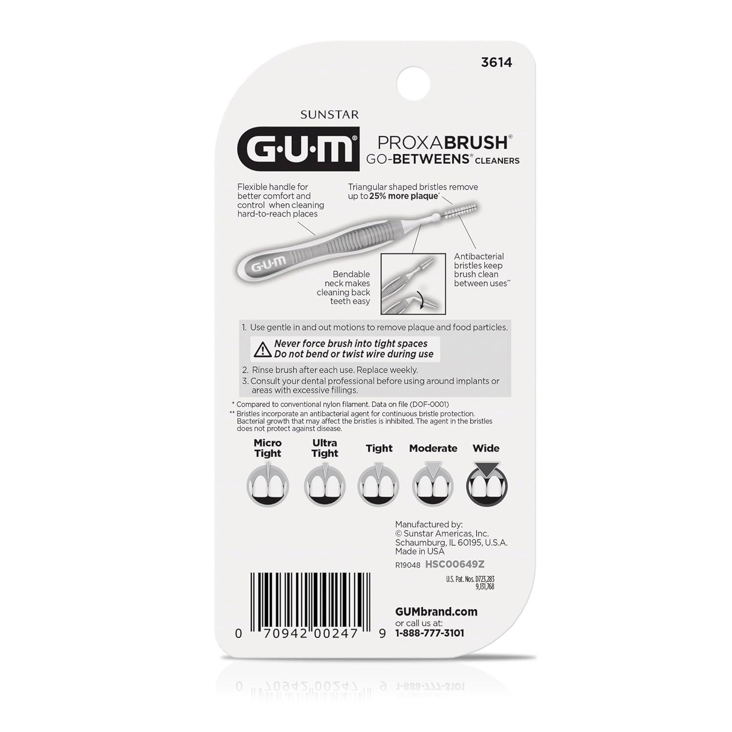 image:imageGUM Proxabrush GoBetweens Wide Interdental Brushes Soft Bristled Dental Picks for Plaque Removal Health Safe for Braces amp Dental Devices 10 Count Pack of 410 Count Pack of 4