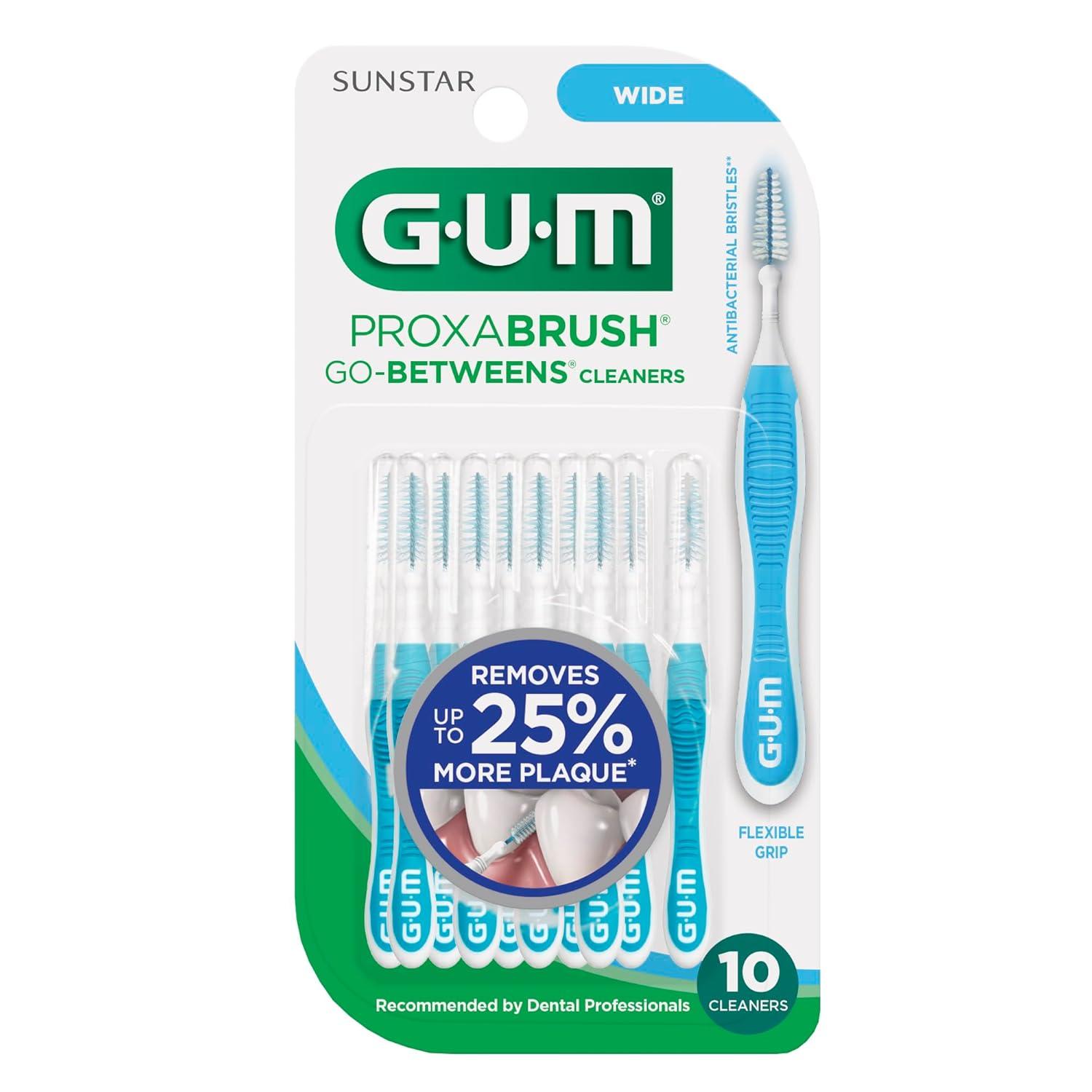 image:imageGUM Proxabrush GoBetweens Wide Interdental Brushes Soft Bristled Dental Picks for Plaque Removal Health Safe for Braces amp Dental Devices 10 Count Pack of 6Blue