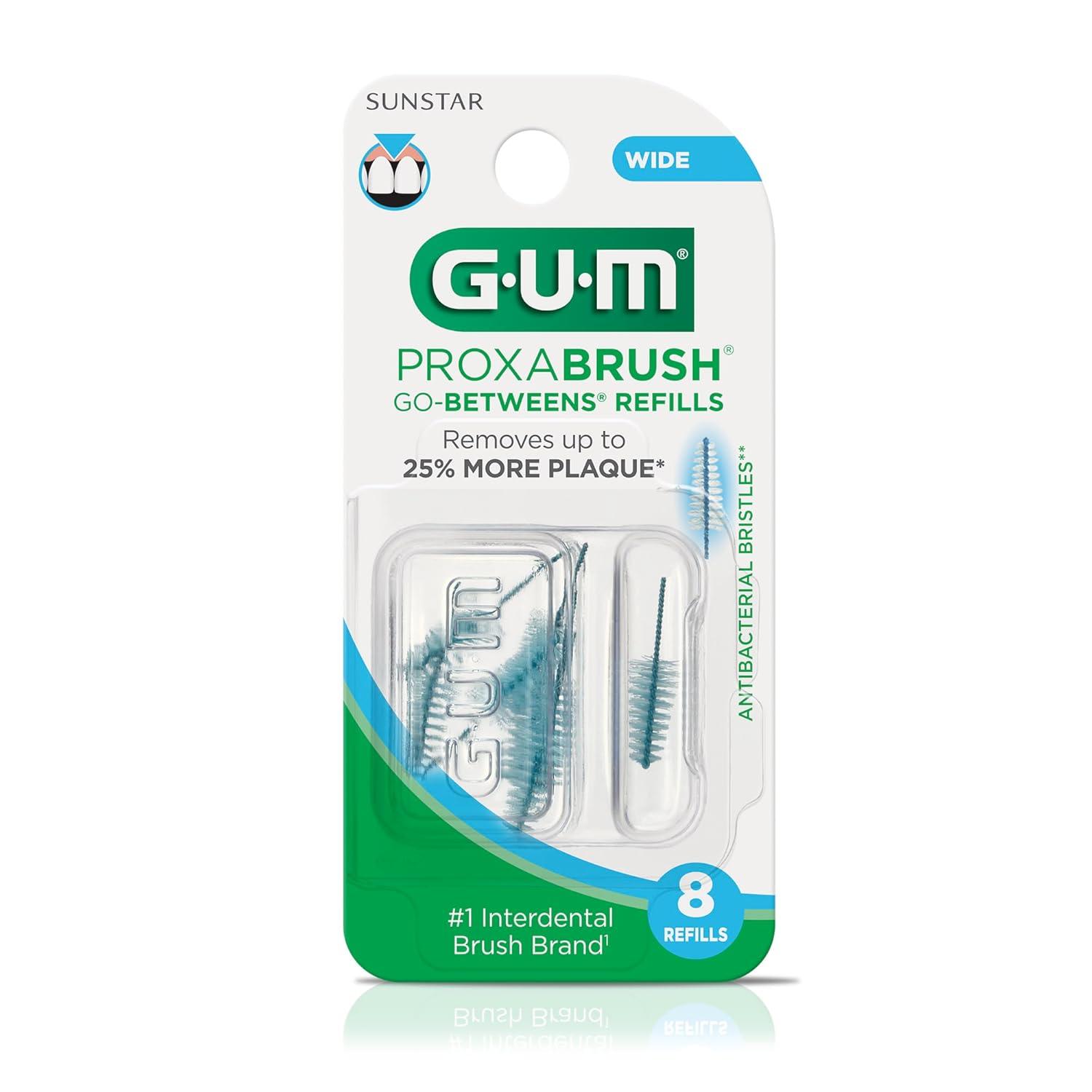 image:imageGUM Proxabrush GoBetweens Refills Wide Compatible with GUM Permanent Handle Reusable Interdental Brushes Soft Bristled Dental Picks 8 CountPack of 68 Count Pack of 1