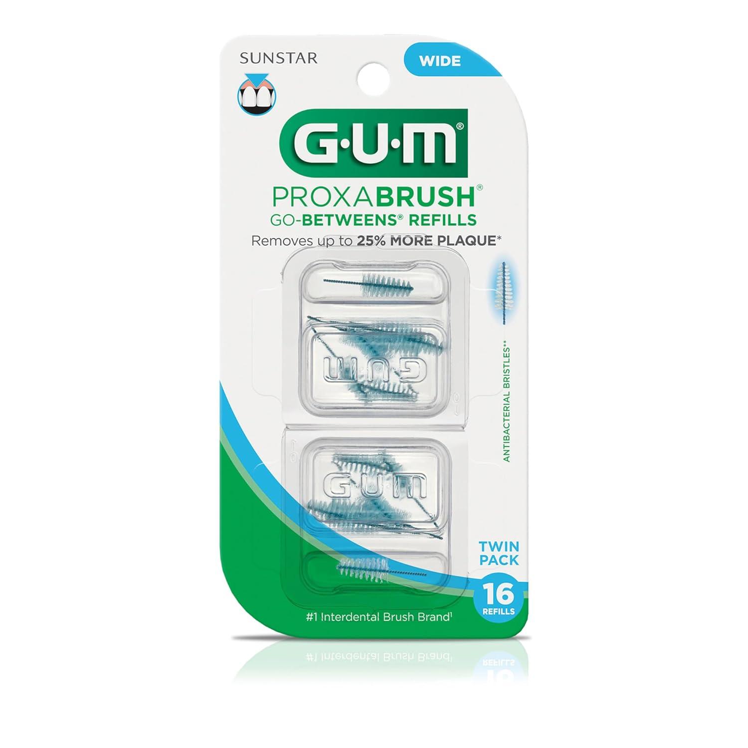 image:imageGUM Proxabrush GoBetweens Refills Wide Compatible with GUM Permanent Handle Reusable Interdental Brushes Soft Bristled Dental Picks 8 CountPack of 616 Count Pack of 1