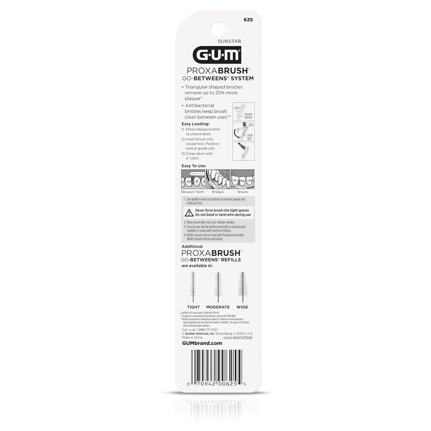 image:imageGUM Proxabrush Permanent Handle Refills Compatible with GoBetweens Interdental Brushes Floss Picks for Teeth Braces and Implants