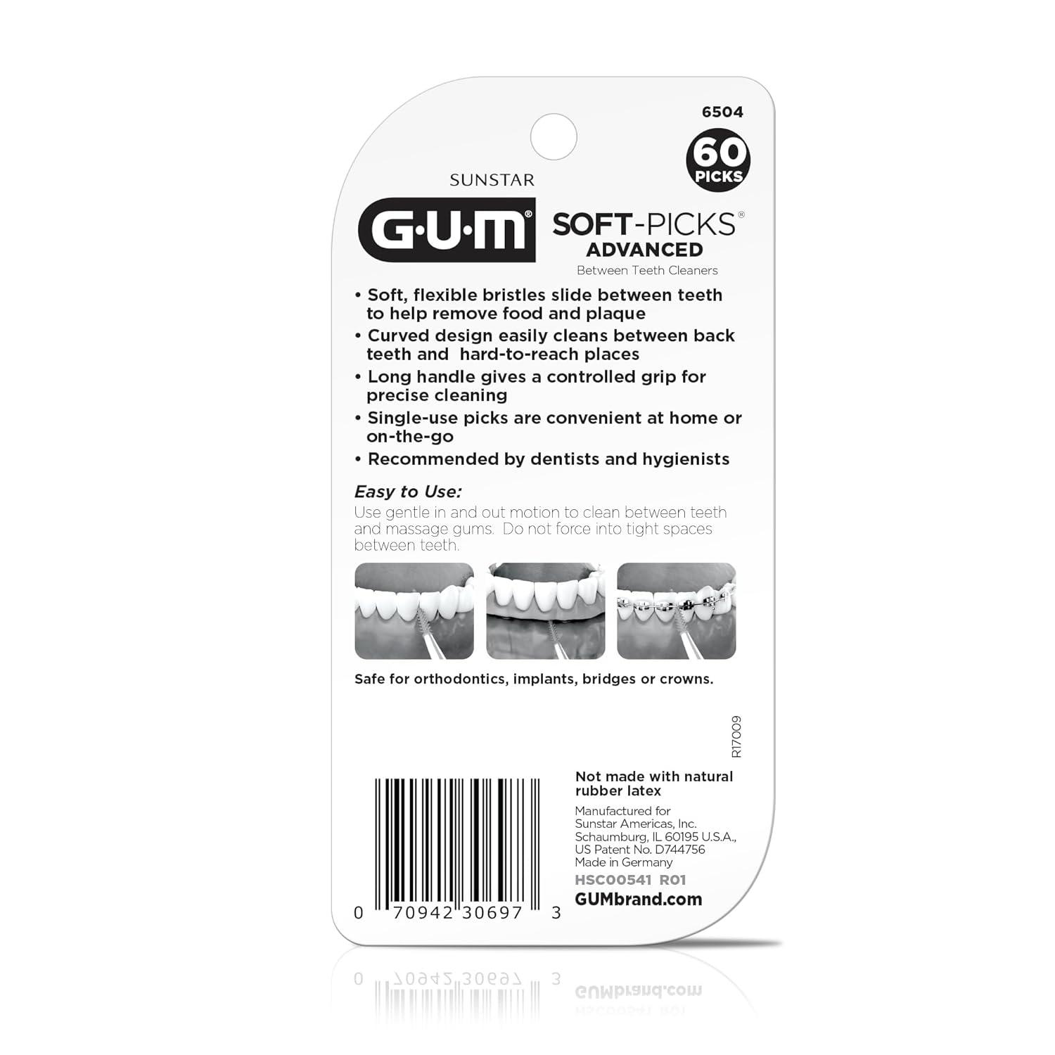 image:imageGUM SoftPicks Advanced Easy to Use Dental Picks for Teeth Cleaning and Gum Health Disposable Interdental Brushes with Convenient Carry Case Dentist Recommended Dental Picks 60 Count