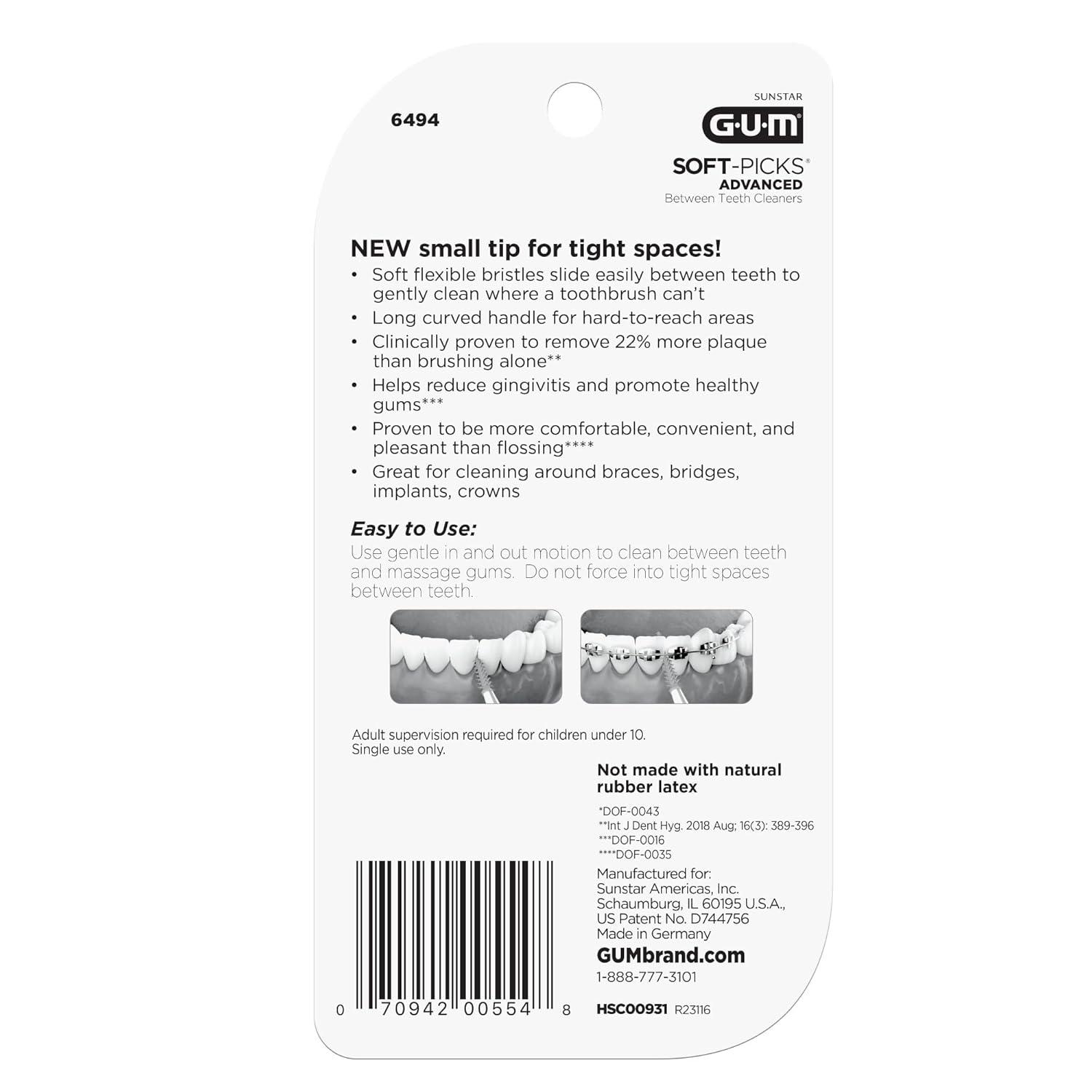 image:imageGUM SoftPicks Advanced Tight Easy to Use Dental Picks for Teeth Cleaning and Gum Health Disposable Interdental Brushes with Convenient Carry Case Dentist Recommended 60 Count Pack of 3