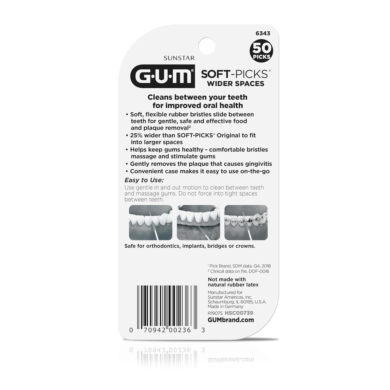 image:imageGUM SoftPicks Wide Space Easy to Use Dental Picks for Teeth Cleaning and Gum Health with Convenient Carry Case Dentist Recommended Dental Picks 100 Count Pack of 350 Count Pack of 1