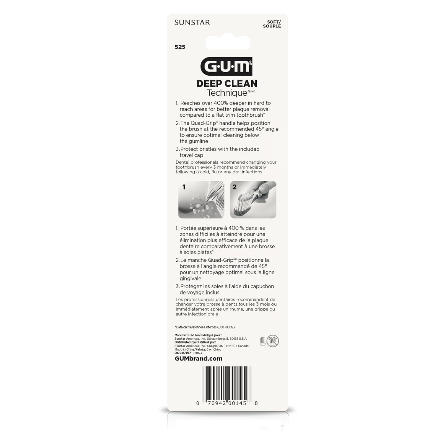 image:imageGUM Technique Deep Clean Toothbrush Compact Head Soft Toothbrushes for Adults with Sensitive Soft Bristles 1 Count Pack of 63 Count Pack of 1