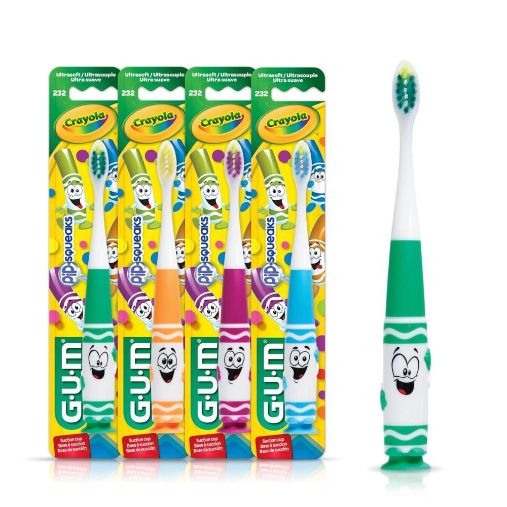 image:imageGUM Crayola PipSqueaks Kids Toothbrush UltraSoft Ages 3 1 Count Pack of 41 Count Pack of 4