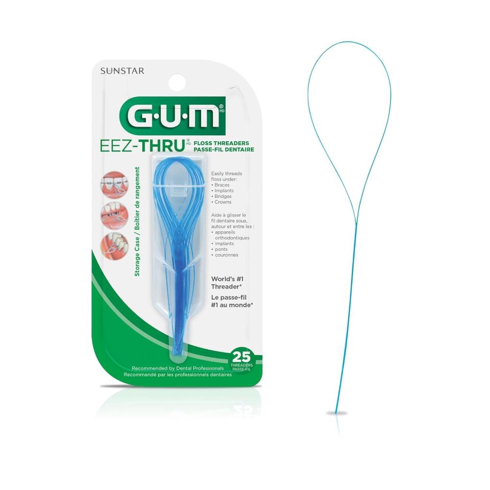 image:imageGUM EEZThru Floss Threaders Dental Flossers for Braces Bridges amp Implants25 Count Pack of 1