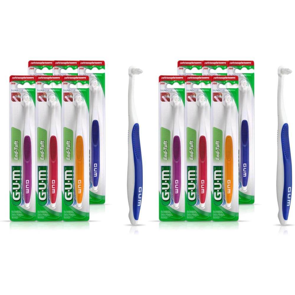 image:imageGUM End Tuft Toothbrush  Extra Small Head for HardtoReach Areas  Implants Back Teeth and Wisdom Teeth  Soft Dental Brush for Adults 1 Count6 Count Pack of 2