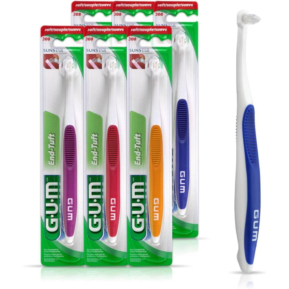 image:imageGUM End Tuft Toothbrush  Extra Small Head for HardtoReach Areas  Implants Back Teeth and Wisdom Teeth  Soft Dental Brush for Adults 1 Count6 Count Pack of 1