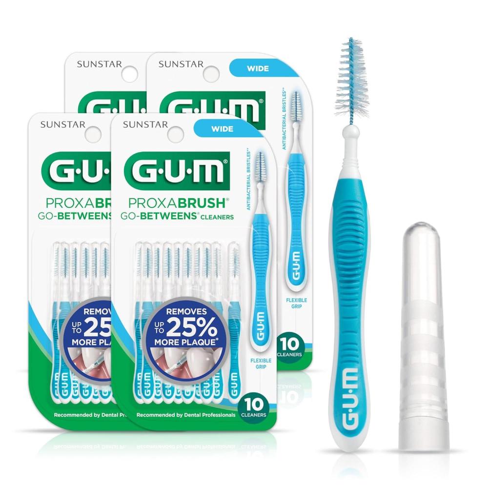 image:imageGUM Proxabrush GoBetweens Wide Interdental Brushes Soft Bristled Dental Picks for Plaque Removal Health Safe for Braces amp Dental Devices 10 Count Pack of 410 Count Pack of 4