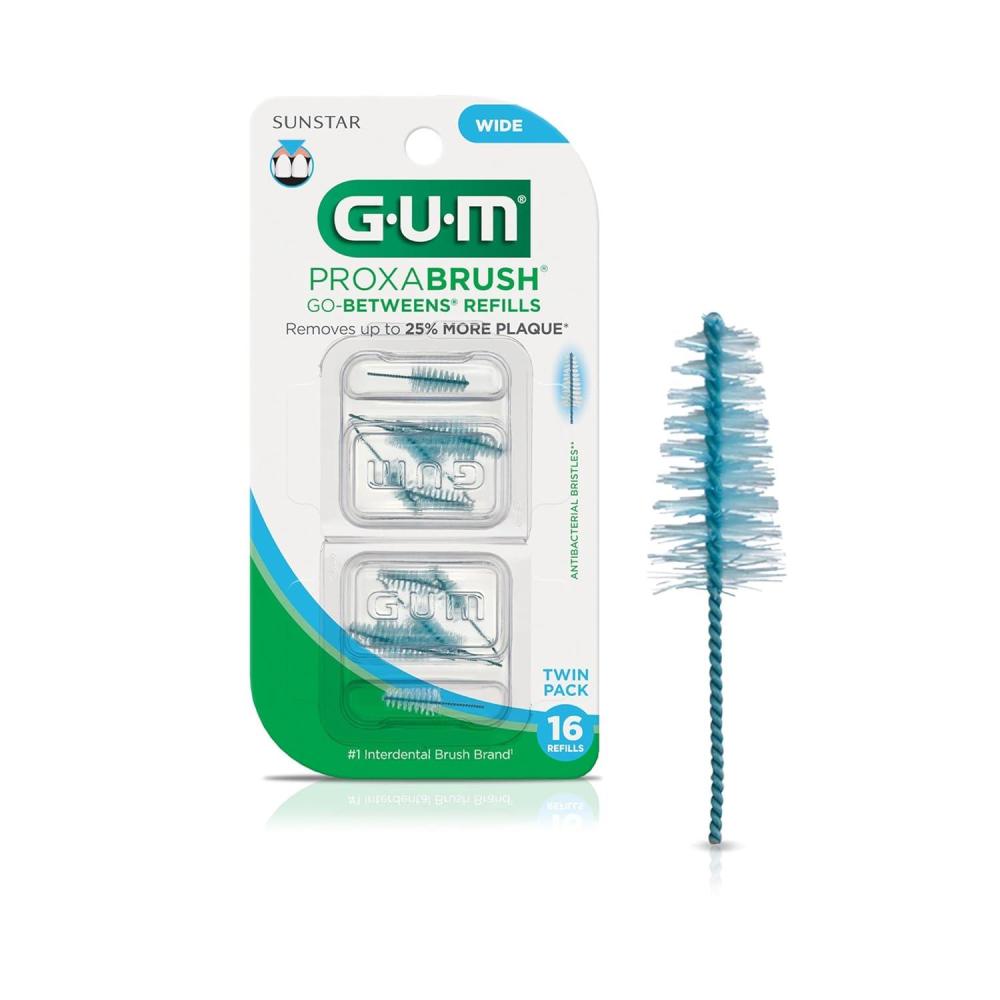 image:imageGUM Proxabrush GoBetweens Refills Wide Compatible with GUM Permanent Handle Reusable Interdental Brushes Soft Bristled Dental Picks 8 CountPack of 616 Count Pack of 1
