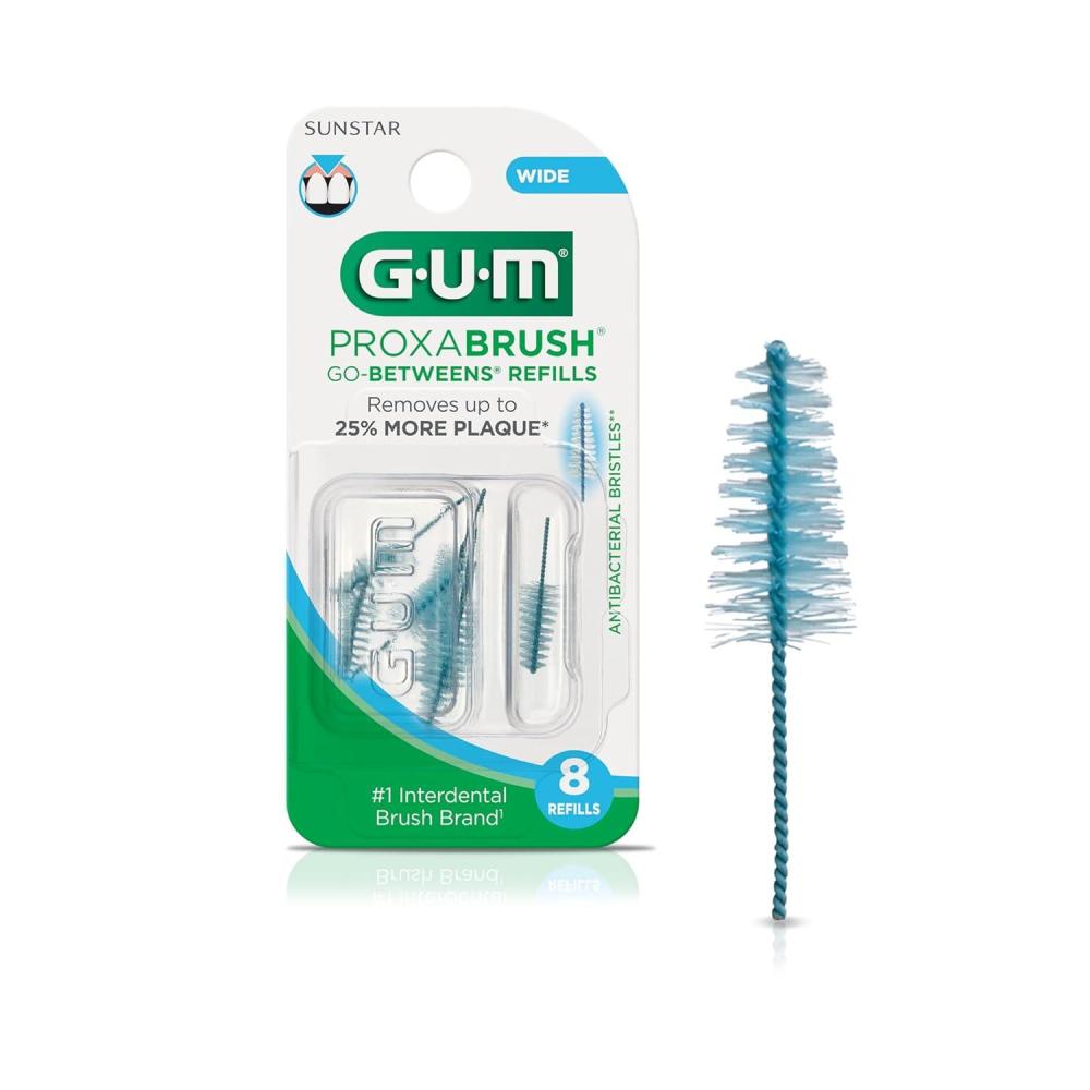 image:imageGUM Proxabrush GoBetweens Refills  Wide  Compatible with GUM Permanent Handle  Reusable Interdental Brushes  Soft Bristled Dental Picks 8 CountPack of 68 Count Pack of 1