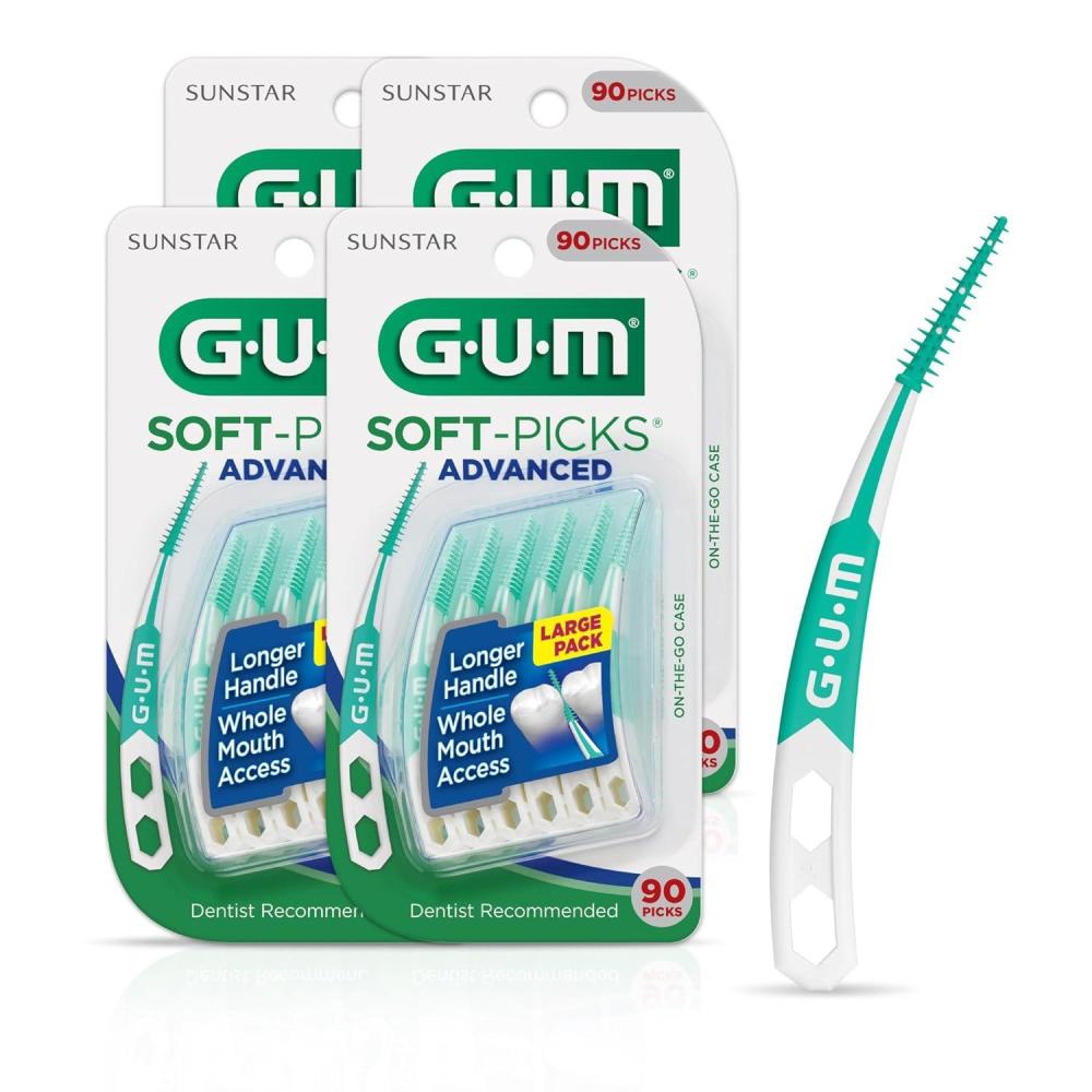 image:imageGUM SoftPicks Advanced Easy to Use Dental Picks for Teeth Cleaning Health Disposable Interdental Brushes with Convenient Carry Case Dentist Recommended Dental Picks 90ct 4pk360 Count