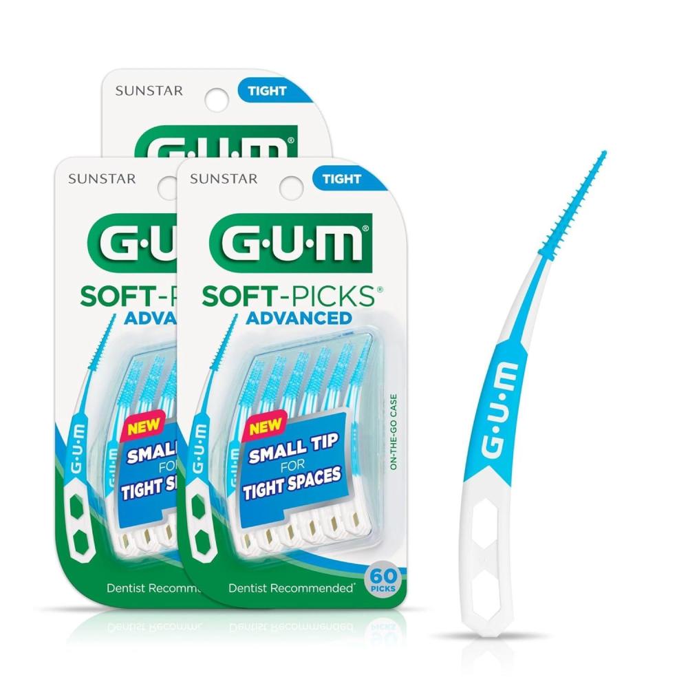 image:imageGUM SoftPicks Advanced Tight Easy to Use Dental Picks for Teeth Cleaning and Gum Health Disposable Interdental Brushes with Convenient Carry Case Dentist Recommended 60 Count Pack of 3