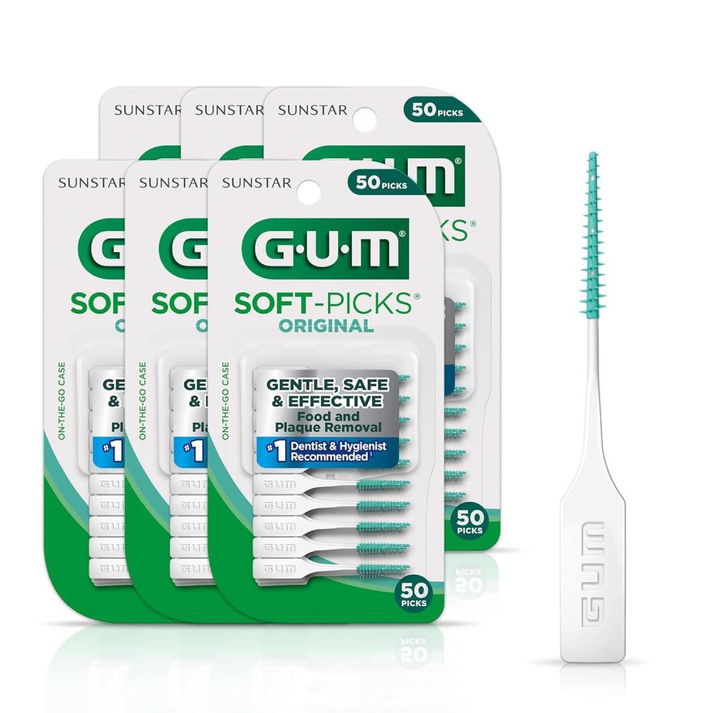 image:imageGUM SoftPicks Original Easy to Use Dental Picks for Teeth Cleaning Health Disposable Interdental Brushes with Convenient Carry Case Dentist Recommended Dental Picks 50 Count Pack of 6Original