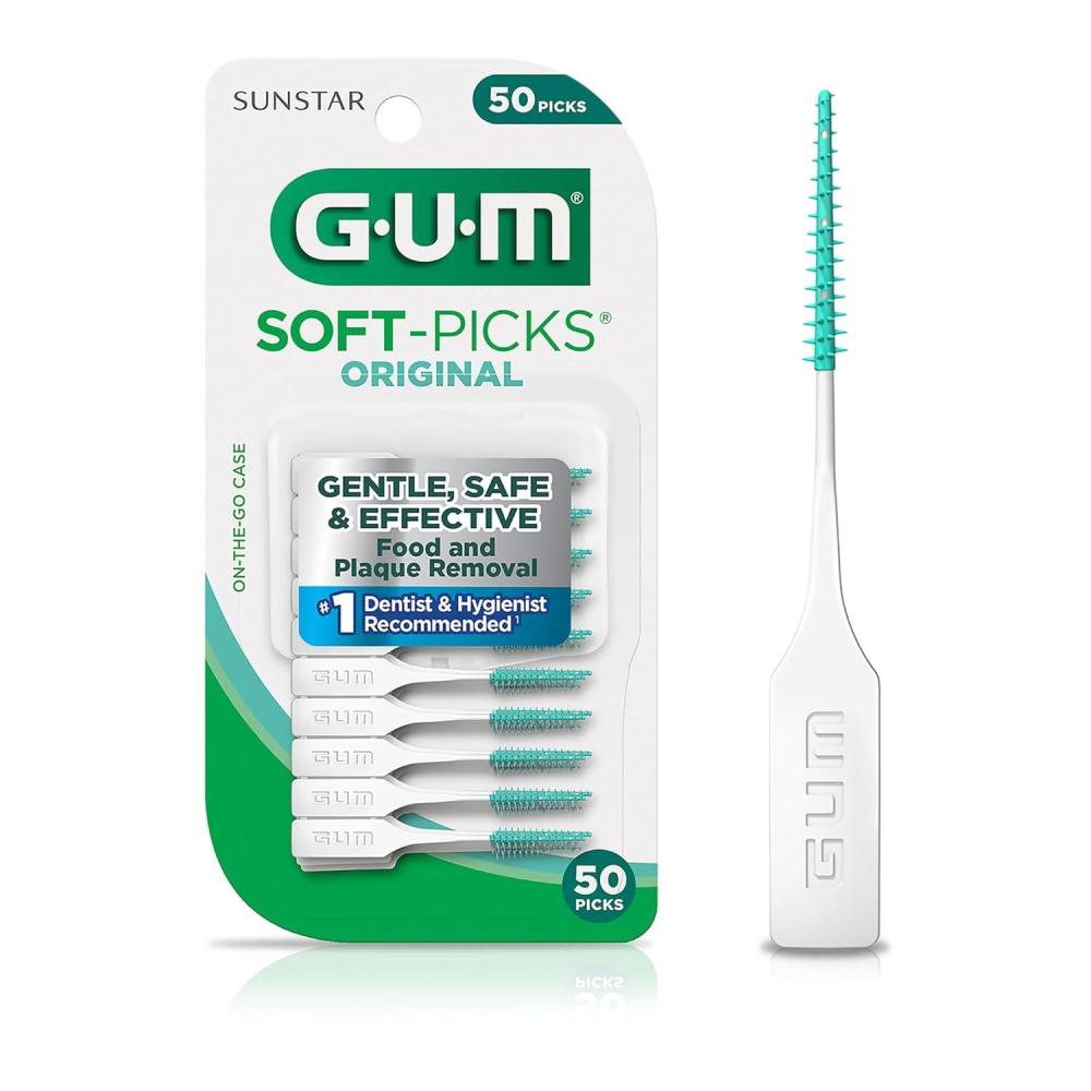 image:imageGUM SoftPicks Original Easy to Use Dental Picks for Teeth Cleaning and Gum Health Disposable Interdental Brushes with Convenient Carry Case Dentist Recommended Dental Picks 50ct