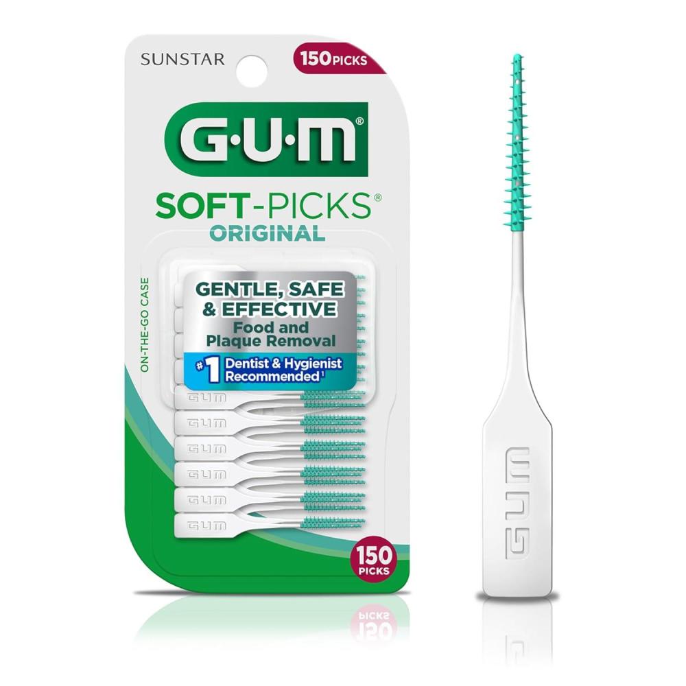 image:imageGUM SoftPicks Original Easy to Use Dental Picks for Teeth Cleaning and Gum Health Disposable Interdental Brushes with Convenient Carry Case Dentist Recommended Dental Picks 150ct