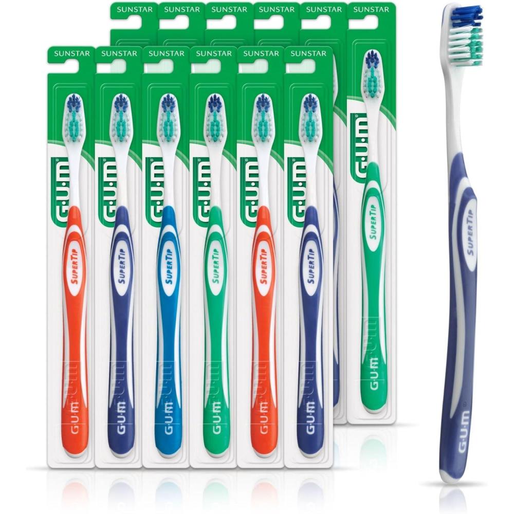 image:imageGUM Super Tip Toothbrush Soft Bristle Toothbrush for Adults with Tongue Cleaner Compact Head 1ct Pack of 121 Count Pack of 12