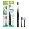 GUM Sonic Powered Toothbrush, Tapered Bristles Clean Below The Gumline, Bundle, Black, 1 Handle(1 Count) + 2 Refills 2 Count(Pack of 1)(Black)