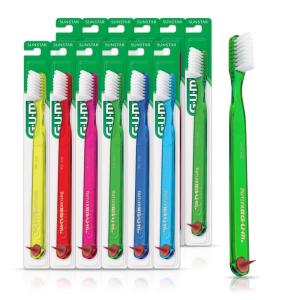 GUM Classic Soft Toothbrush, Includes Rubber Tip Dental Pick 1ct (Pack of 12)(1 Count (Pack of 12))