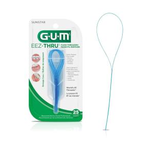 GUM EEZ-Thru Floss Threaders, Dental Flossers for Braces, Bridges, & Implants(25 Count (Pack of 1))