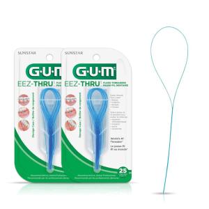 GUM EEZ-Thru Floss Threaders, Dental Flossers for Braces, Bridges, & Implants(25 Count (Pack of 2))