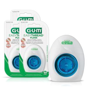 GUM EasyThread Threader Floss – Expanding Dental Floss for Braces, Bridges, and Implants – Built in Rigid Floss Threaders (6pk)(6 Pack)