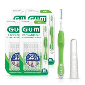 GUM Proxabrush Go-Betweens – Tight – Interdental Brushes – Soft Bristled Dental Picks for Plaque Removal Health – Safe for Braces & Dental Devices, 10ct (Pack of 6)(10 Count (Pack of 4))