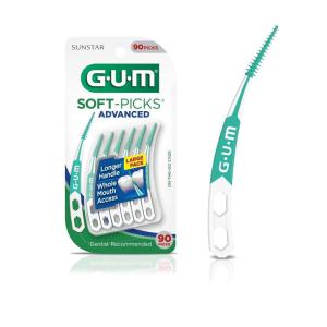 GUM Soft-Picks Advanced, Easy to Use Dental Picks for Teeth Cleaning Health, Disposable Interdental Brushes with Convenient Carry Case, Dentist Recommended Dental Picks, 90 Count(Original)