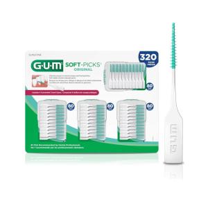 GUM Soft-Picks Original, Easy to Use Dental Picks for Teeth Cleaning and Gum Health, Disposable Interdental Brushes with Convenient Carry Case, Dentist Recommended Dental Picks, 320 Count