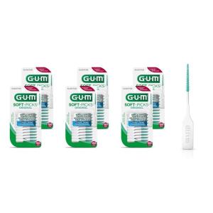 GUM Soft-Picks Original, Easy to Use Dental Picks for Teeth Cleaning and Gum Health, Disposable Interdental Brushes with Convenient Carry Case, Dentist Recommended Dental Picks, 150ct (6pk)