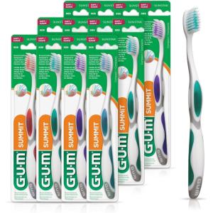 GUM Summit+ Soft Toothbrush, Ultra Fine Tapered Bristles for More Effective Plaque Removal, Extra Soft Toothbrushes for Adults, 12 Count(1 Count (Pack of 120))