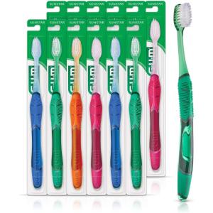 GUM Technique Deep Clean Toothbrush – Compact Soft – Soft Toothbrushes for Adults with Sensitive Gums – Extra Fine Bristles, 1ct (12pk)(1 Count (Pack of 12))