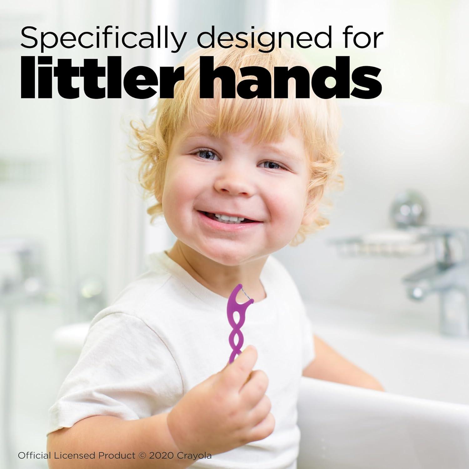 image:imageGUM Crayola Twistables Kids Flossers with Fluoride Designed for Little Hands Three Fun Fruit Flavors Easy to Use Kids Floss Picks for Children Ages 3 90 ct 4pk