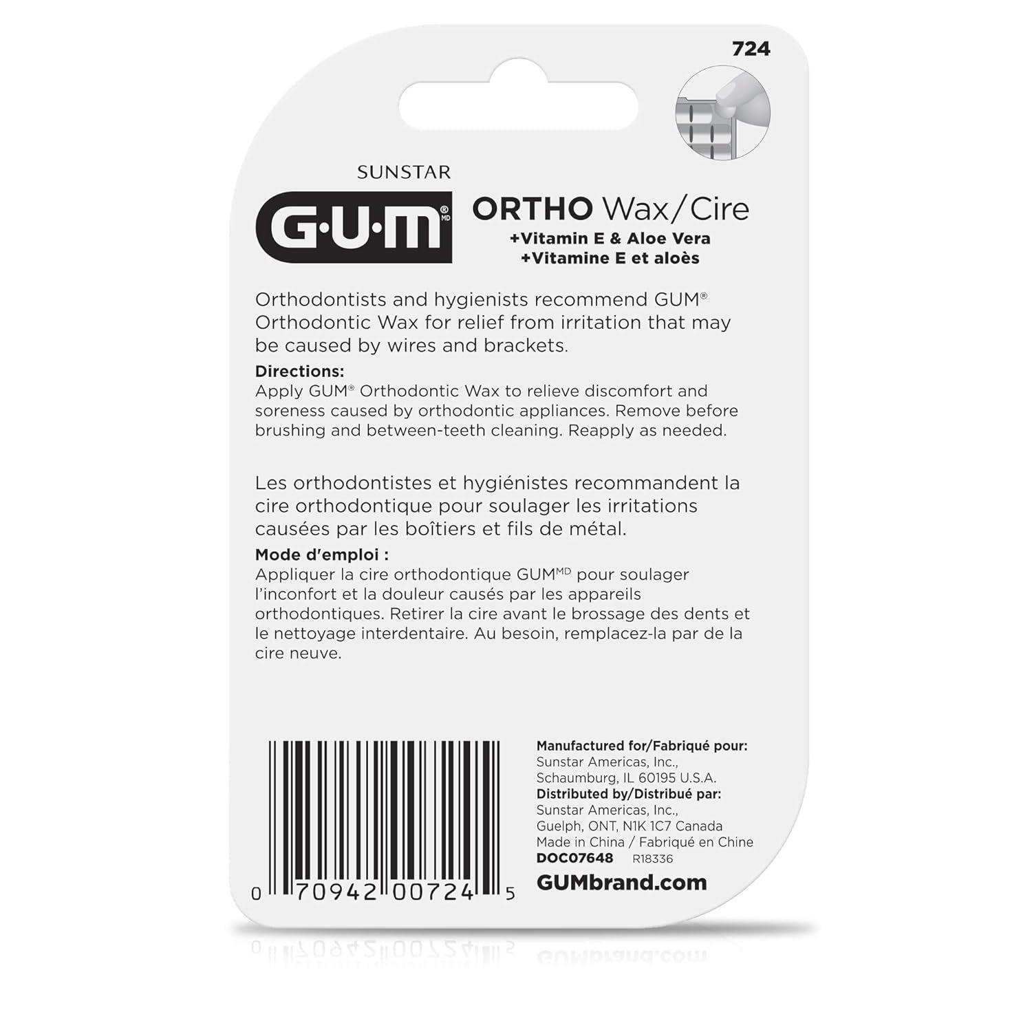 image:imageGUM Orthodontic Wax for Braces and Dental Devices Soothing Dental Wax with Vitamin E and Aloe Vera Clear Color Unflavored Pack of 6Mint