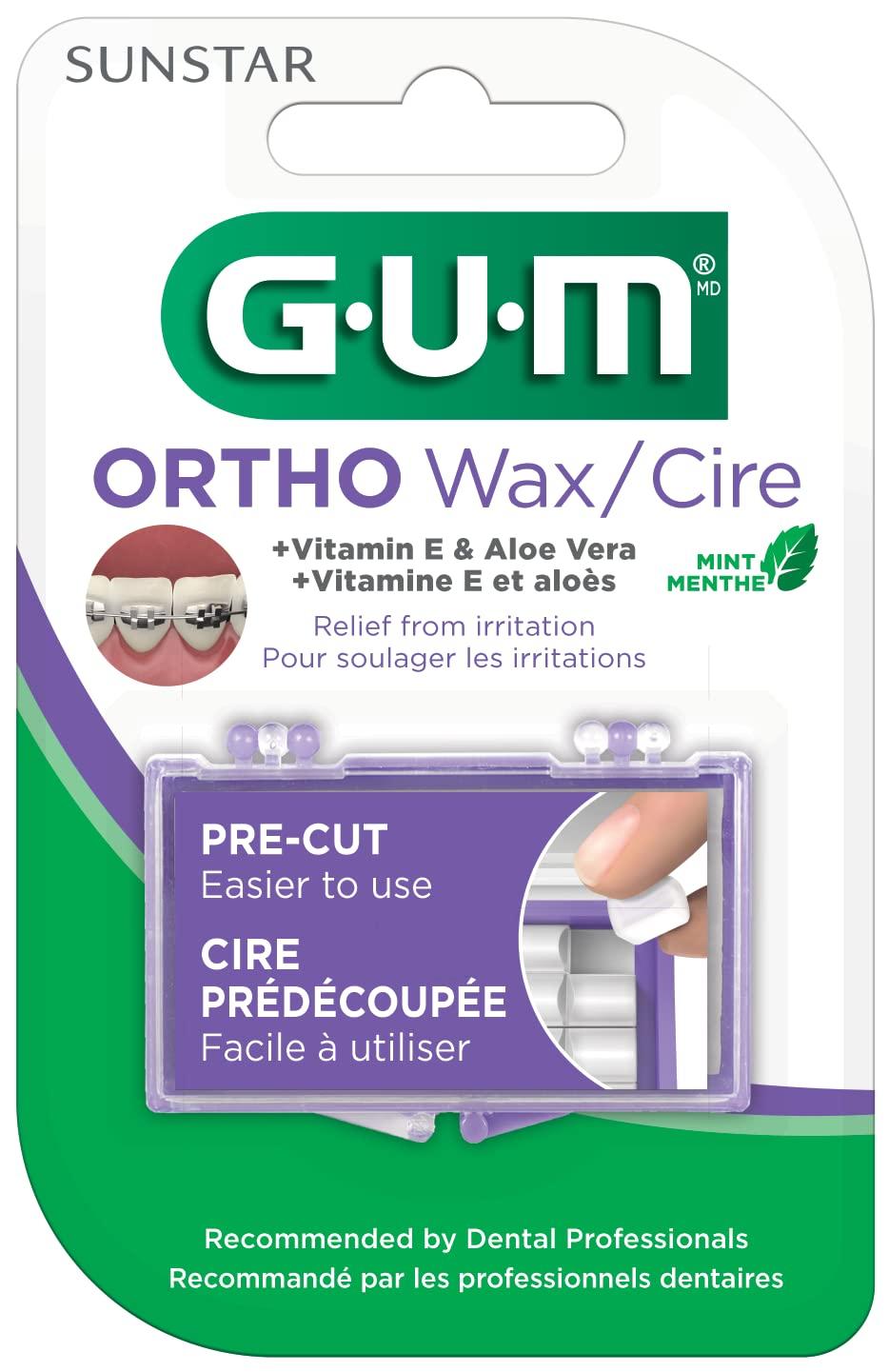 image:imageGUM Orthodontic Wax for Braces and Dental Devices Soothing Dental Wax with Vitamin E and Aloe Vera Clear Color Unflavored Pack of 6Mint