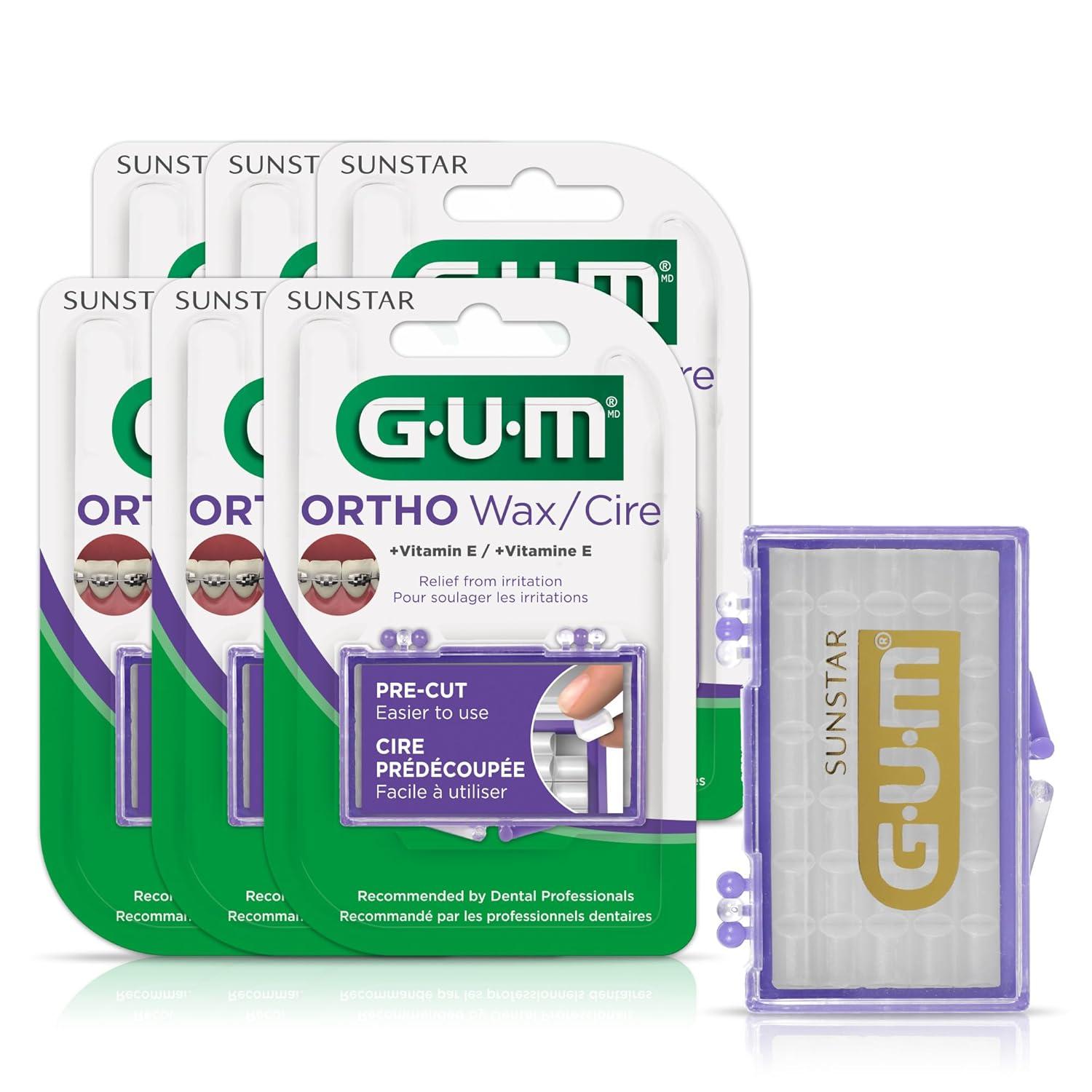 image:imageGUM Orthodontic Wax for Braces and Dental Devices Soothing Dental Wax with Vitamin E and Aloe Vera Clear Color Unflavored Pack of 6Unflavored