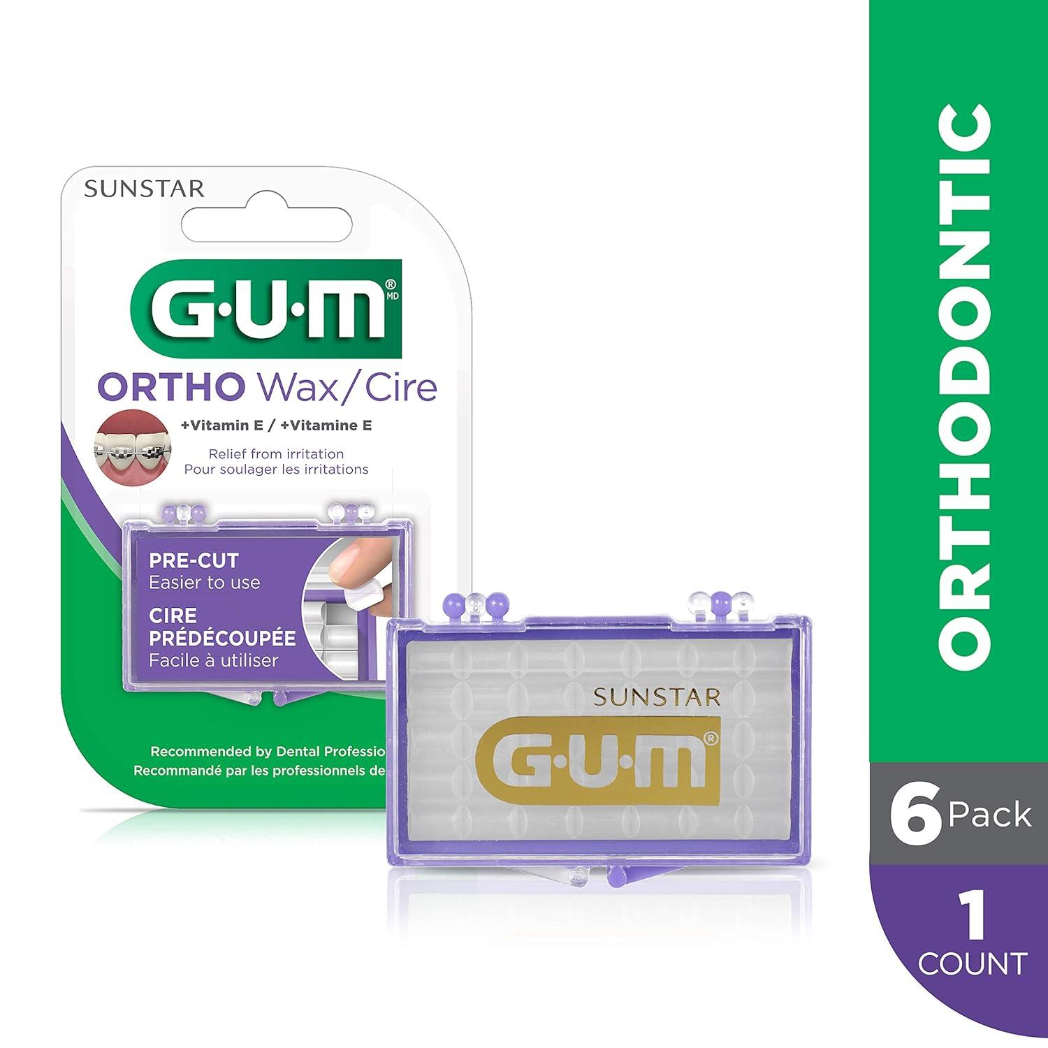 image:imageGUM Orthodontic Wax for Braces and Dental Devices Soothing Dental Wax with Vitamin E and Aloe Vera Clear Color Unflavored Pack of 6Unflavored