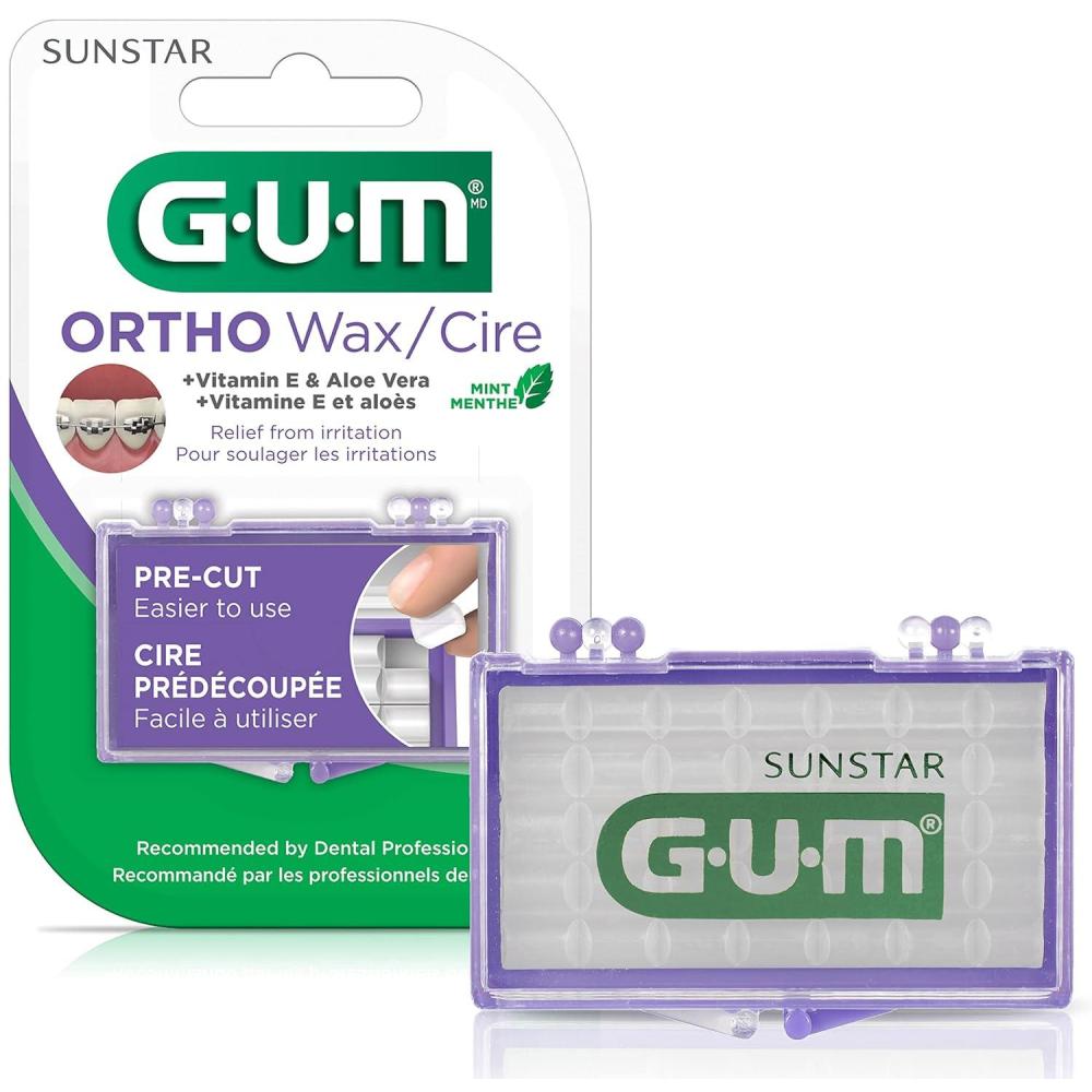 image:imageGUM Orthodontic Wax for Braces and Dental Devices Soothing Dental Wax with Vitamin E and Aloe Vera Clear Color Unflavored Pack of 6Mint